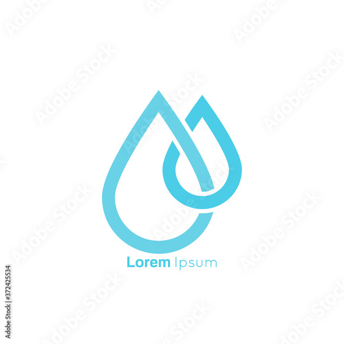 Symbol of two intersecting drops of water. Abstract vector logo design template.