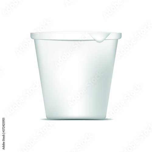 white plastic yogurt cup isolated on white, packaging mock up