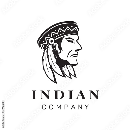 Head Indian Logo Design Vector