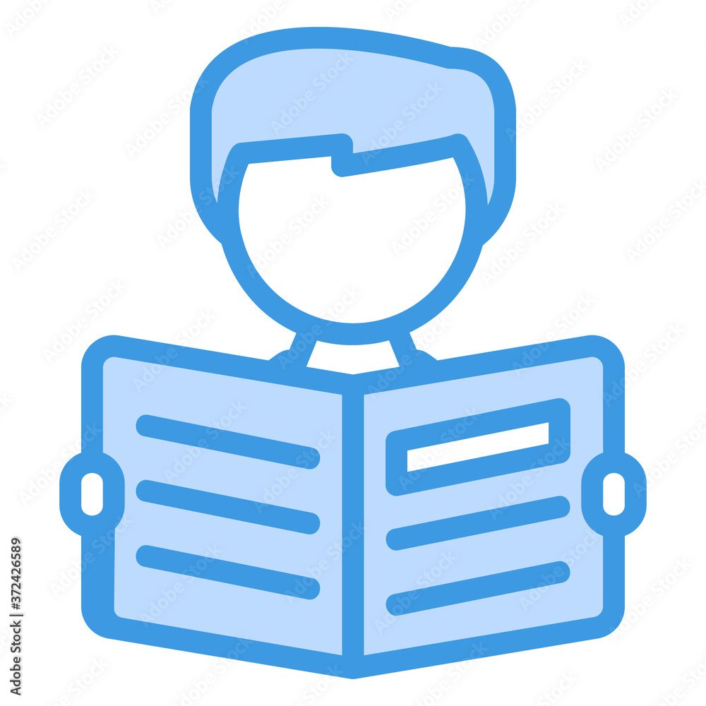 Reading icon vector illustration in blue style for any projects Reading icon vector illustration in blue style for any projects