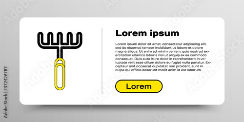 Line Garden rake icon isolated on white background. Tool for horticulture, agriculture, farming. Ground cultivator. Housekeeping equipment. Colorful outline concept. Vector.