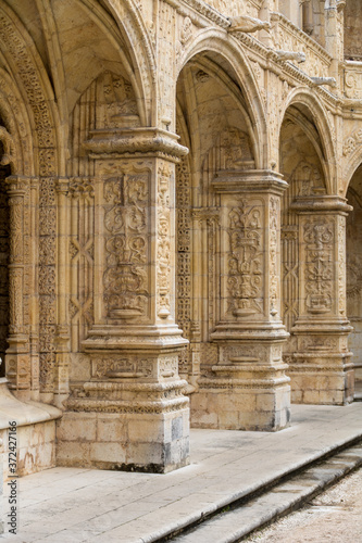 Cloister of the Jeronimos Monastery Cathedral in Lisbon, horizontal