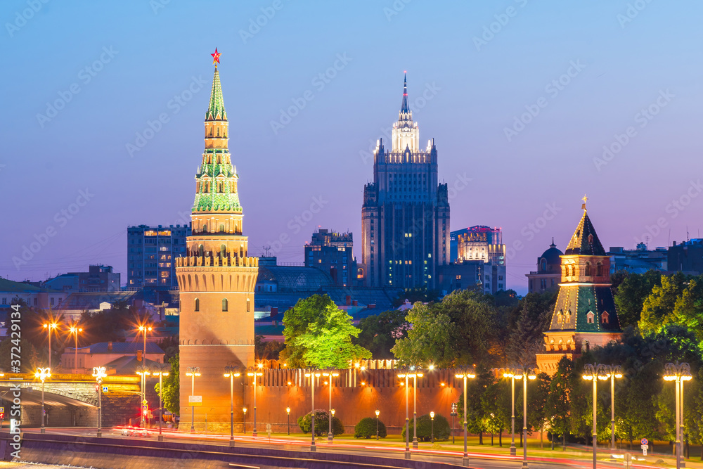 View of the Moscow Kremlin palace in Russia
