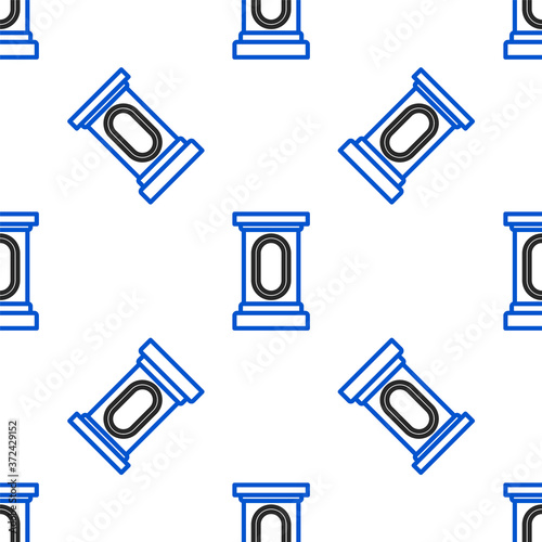 Line Stage stand or debate podium rostrum icon isolated seamless pattern on white background. Conference speech tribune. Colorful outline concept. Vector.