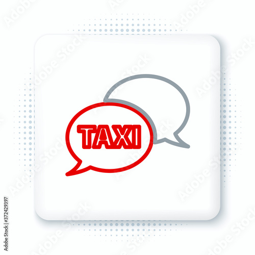Line Taxi call telephone service icon isolated on white background. Speech bubble symbol. Taxi for smartphone. Colorful outline concept. Vector.