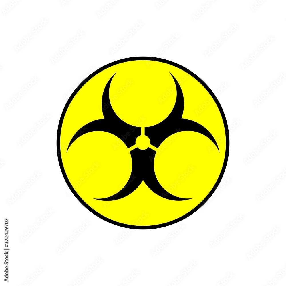 Biohazard caution sign. Symbol of hazard caused by biological microorganism, virus or toxin. Simple flat vector. Biohazard caution sign. Symbol of hazard caused by biological microorganism, virus or toxin. Simple flat vector.