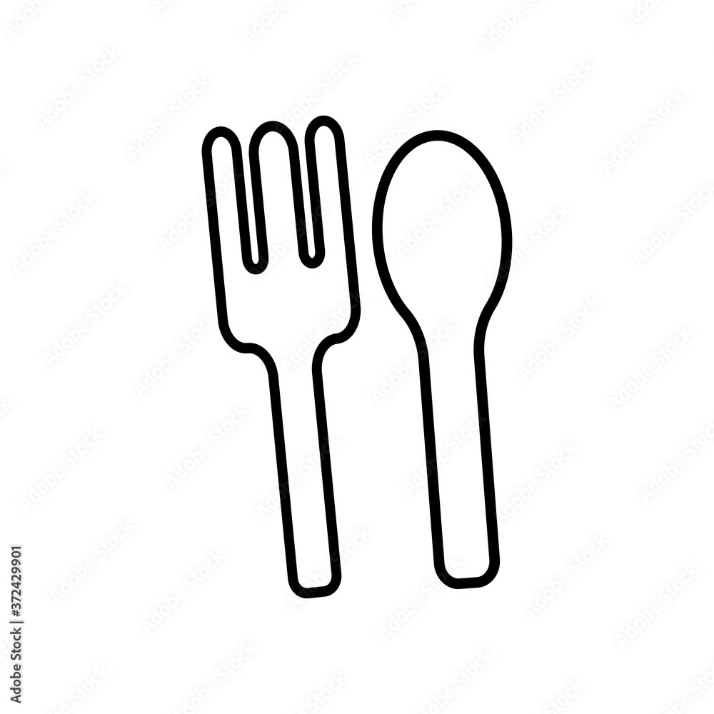 Restaurant symbol, spoon and fork line icon. Design template vector Restaurant symbol, spoon and fork line icon. Design template vector