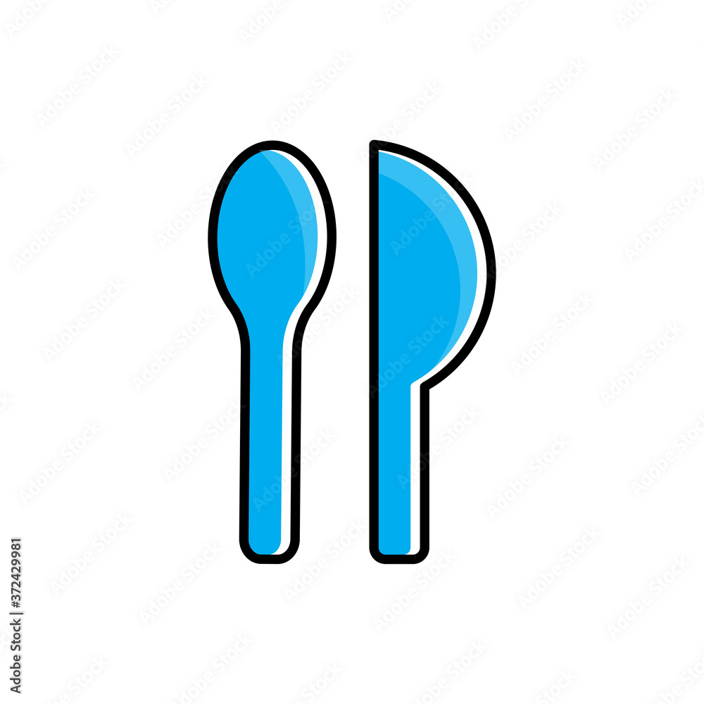 Restaurant symbol, spoon and knife flat icon. Design template vector Restaurant symbol, spoon and knife flat icon. Design template vector