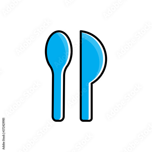 Restaurant symbol  spoon and knife flat icon. Design template vector