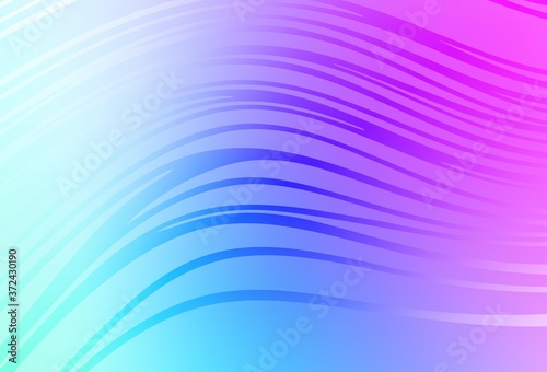 Light Pink, Blue vector pattern with curved lines.