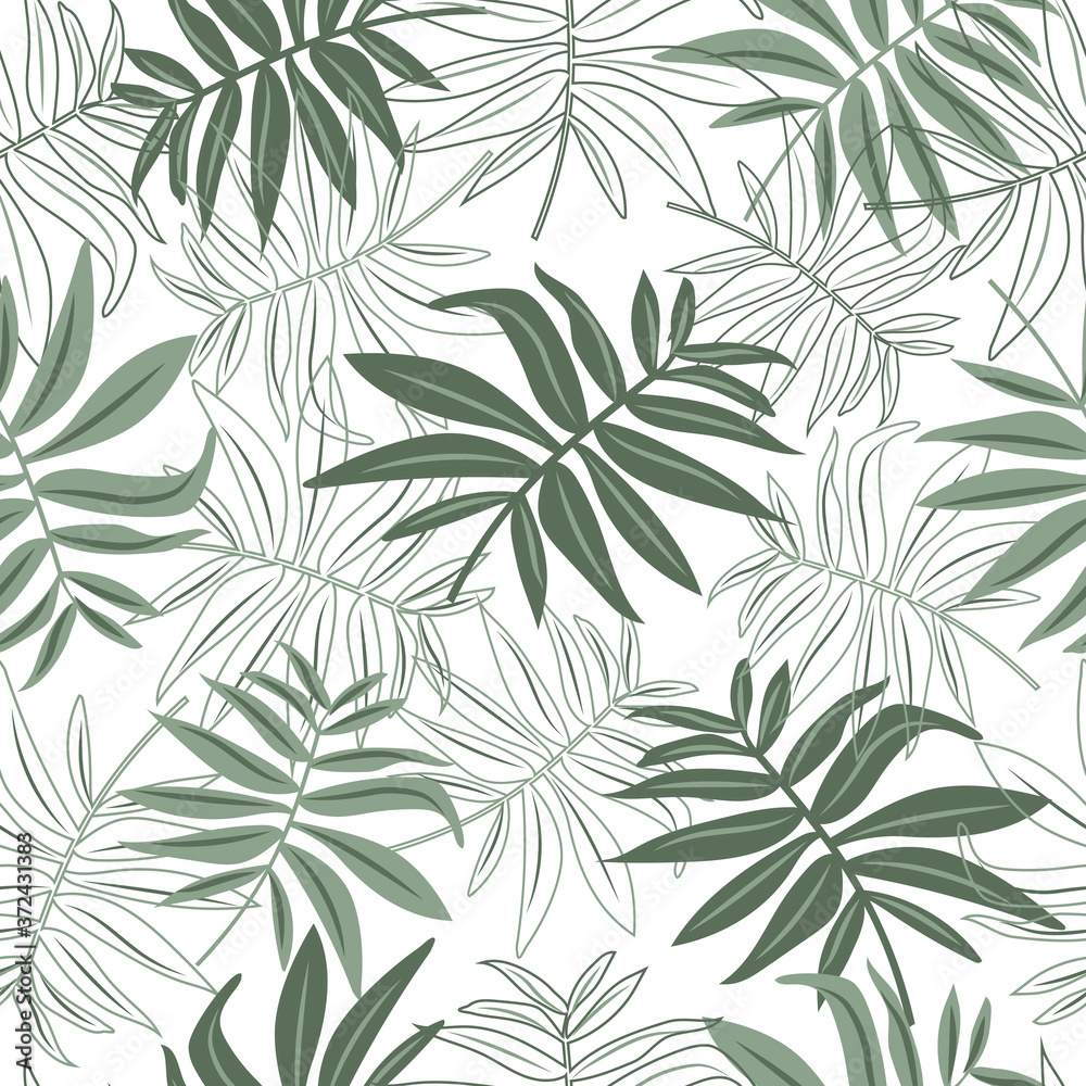 Seamless background of tropical leaves. Illustration for gift packaging, web page background, as a print for any printed product