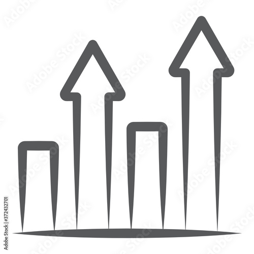 
Upward arrows icon, advancement vector in line style 
