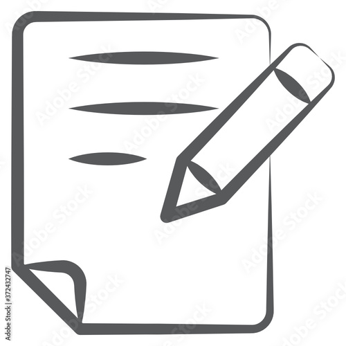 
Icon of article writing, paper with pencil vector 
