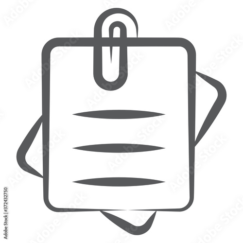 
Paper clip pasted on sheet, doodle icon of attached file 
