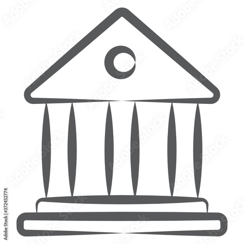
Bank, commercial building icon in doodle line design
