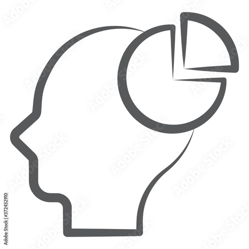 
A circular statistical chart inside mind, doodle style of business analyst icon
