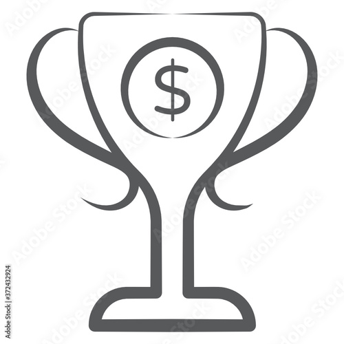 
Trophy icon design, winning cup in editable style 
