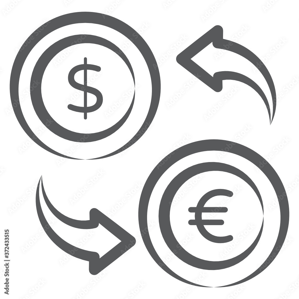 Currency exchange icon in doodle line design
Currency exchange icon in doodle line design