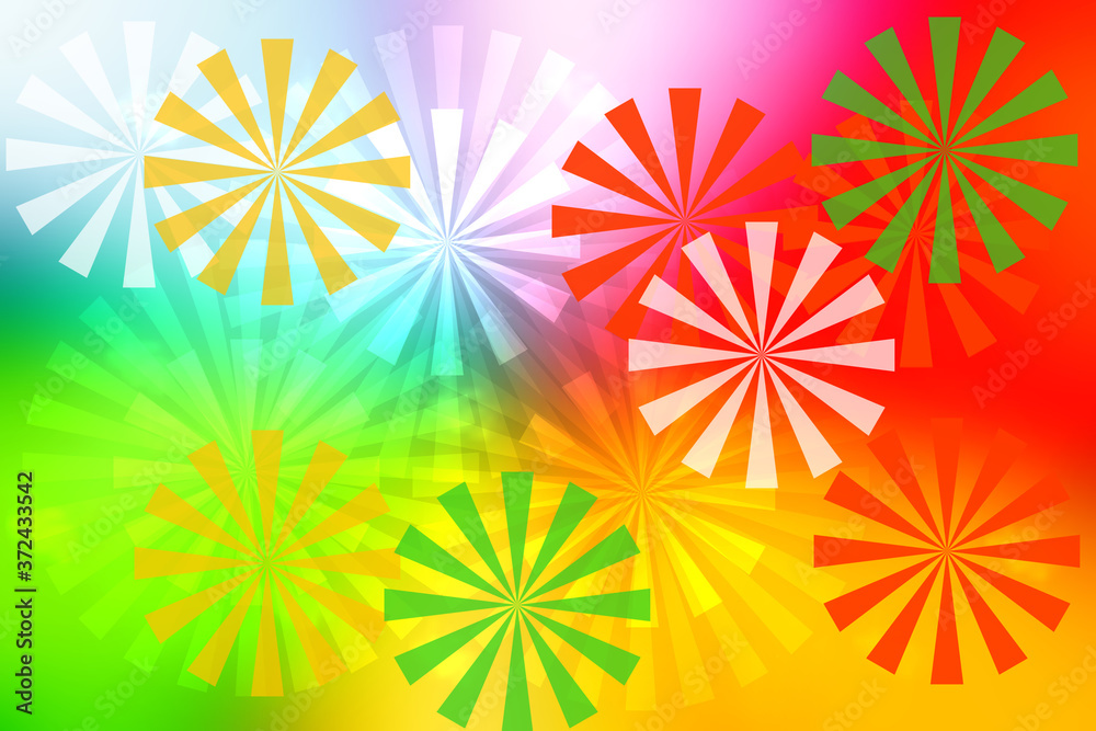 Abstract fresh vivid multicolored fantasy rainbow background summer texture with rainbow pinwheels. Beautiful light texture. Useful for website, banner, print and cards.