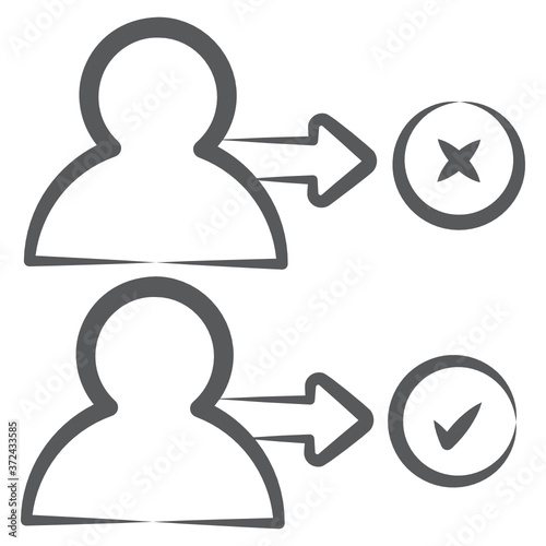 
Conceptual doodle icon of decision making, candidate selection 
