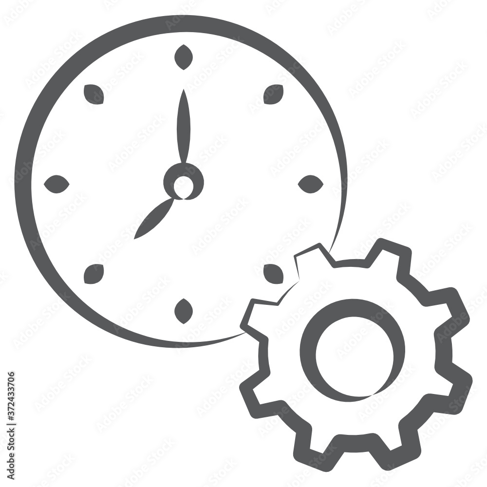 Doodle design of clock with cog wheel, icon of time management or efficiency
Doodle design of clock with cog wheel, icon of time management or efficiency