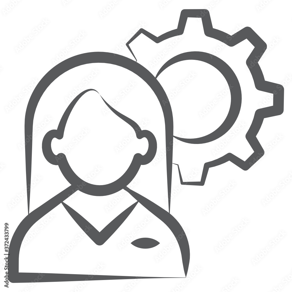 Icon of female manager in hand drawn design.
Icon of female manager in hand drawn design.