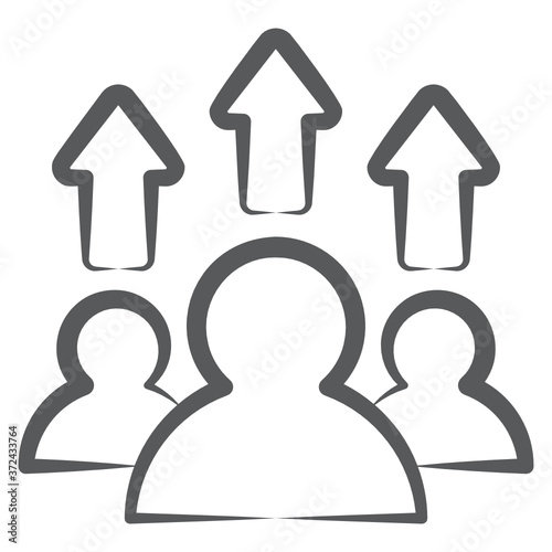 
Avatars with upward arrow showing employees growth icon
