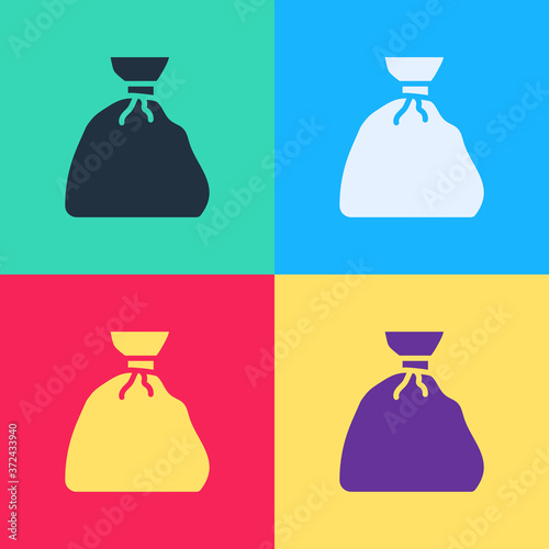 Pop art Garbage bag icon isolated on color background. Vector Illustration.