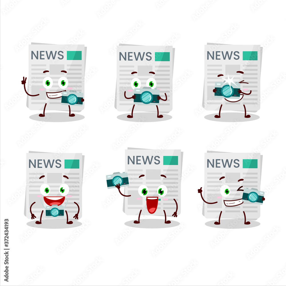 Fototapeta premium Photographer profession emoticon with medical payment cartoon character