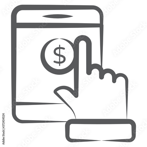 
Dollar inside mobile phone, online banking icon
