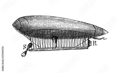 Renard and Krebs balloon in the old book Encyclopedia by I.E. Andrievsky, vol. 2A, S. Petersburg, 1891 photo