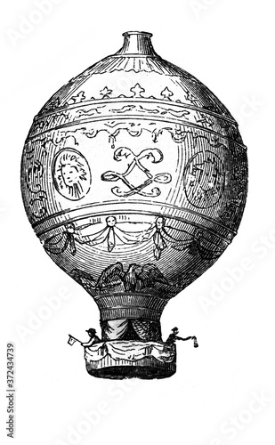 Montgolfier's balloon in the old book Encyclopedia by I.E. Andrievsky, vol. 2A, S. Petersburg, 1891 photo