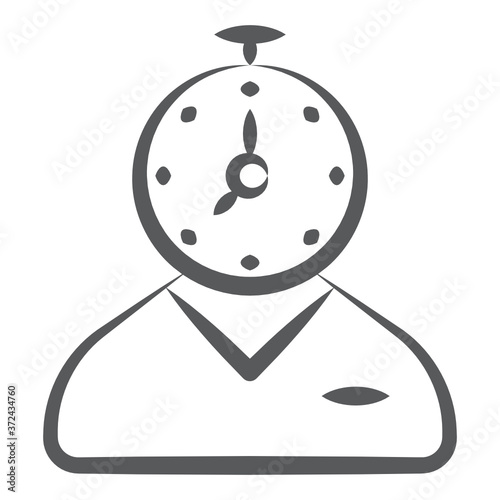 
Timer on avatar head showing punctual worker icon
