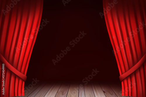 Red Curtain Reveal Theatre Stage