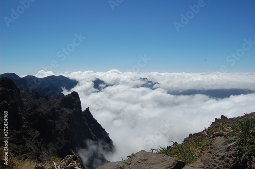 Looking down on clouds from the summit of Roque de los Muchachos, La Palma