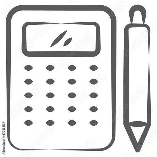 
Number cruncher with ballpoint, stationery icon in line design
 photo
