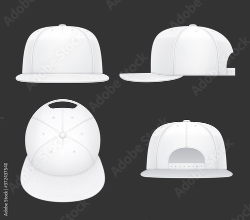 White flat bill cap