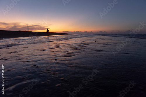 Soft focus images of Sunset ocean horizon, beautiful sky clouds sunset scenery