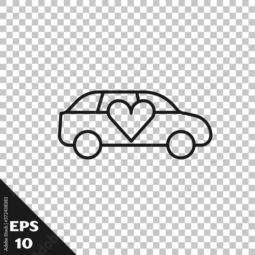 Black line Luxury limousine car icon isolated on transparent background. For world premiere celebrities and guests poster. Vector.