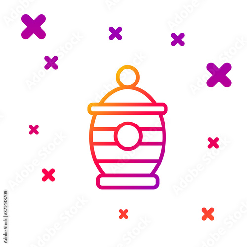 Color line Funeral urn icon isolated on white background. Cremation and burial containers, columbarium vases, jars and pots with ashes. Gradient random dynamic shapes. Vector.