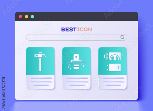 Set Grave with coffin, Hammer and Crematorium icon. Vector.
