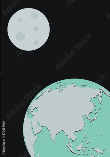 Planet Erde mit Mond (Asien)