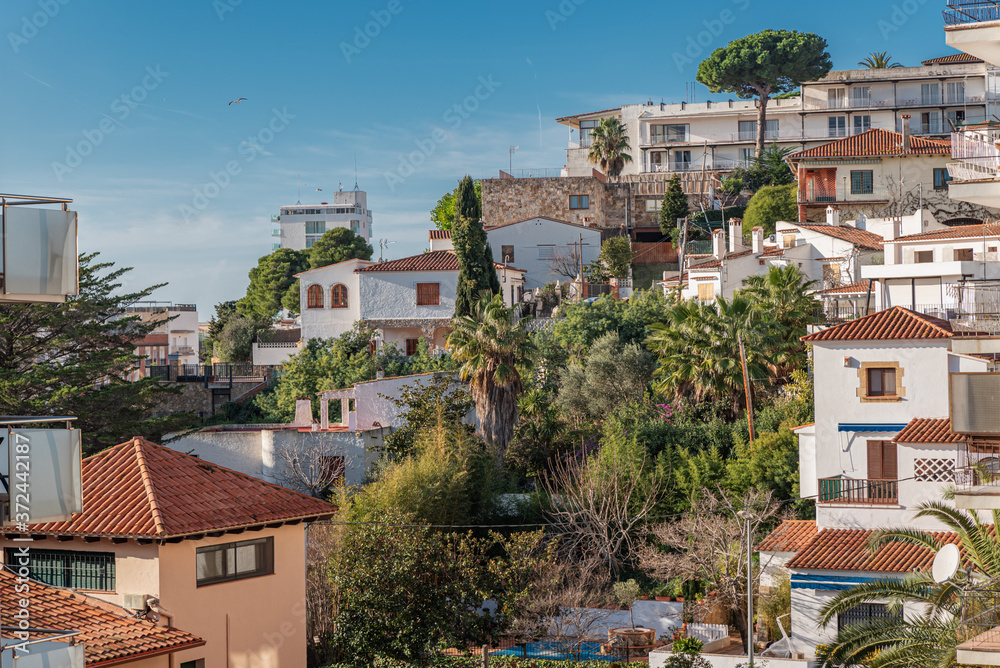 Mediterranean houses on a hill on a sunny clear day