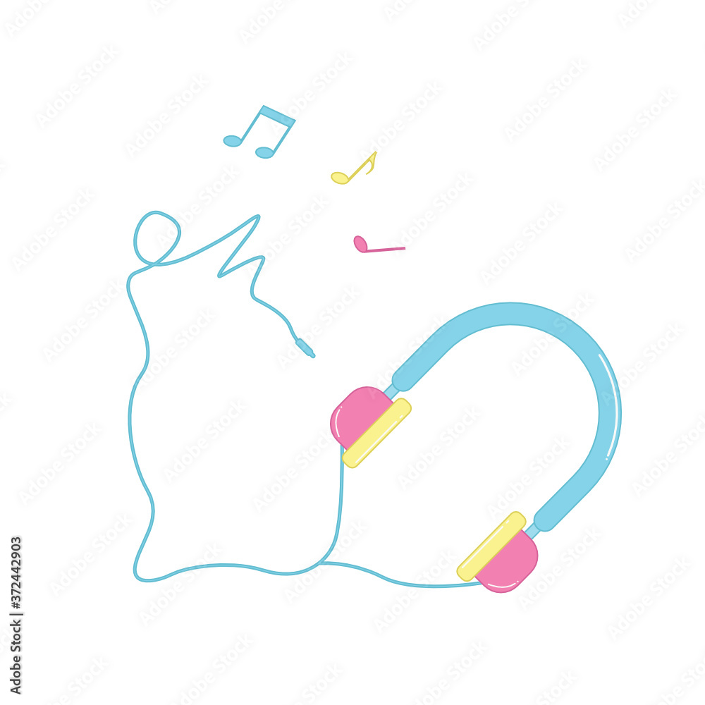 Life for music Headphone logo. Music logo. Music company logo Vector illustration in lineart style.	