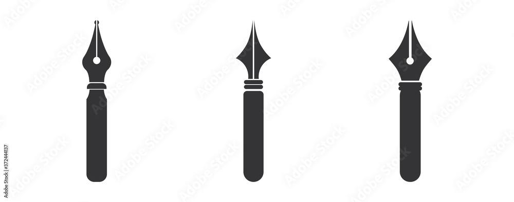 Set Fountain pen icon, logo, vector illustration isolated on white background