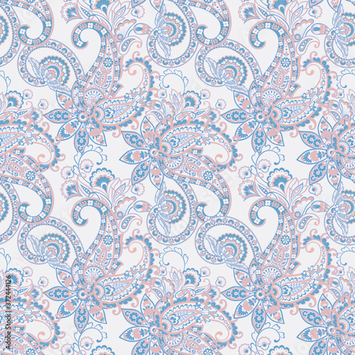 Seamless pattern with paisley ornament. Ornate floral decor. Vector illustration