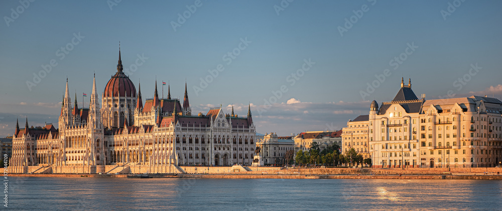 View on the Hungarian Parliament in sunset