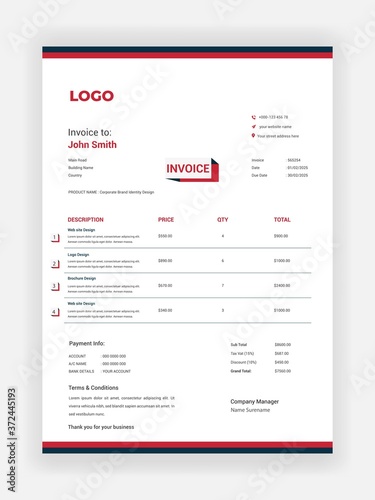 Creative invoice design, To make a receipt for your business vector template design