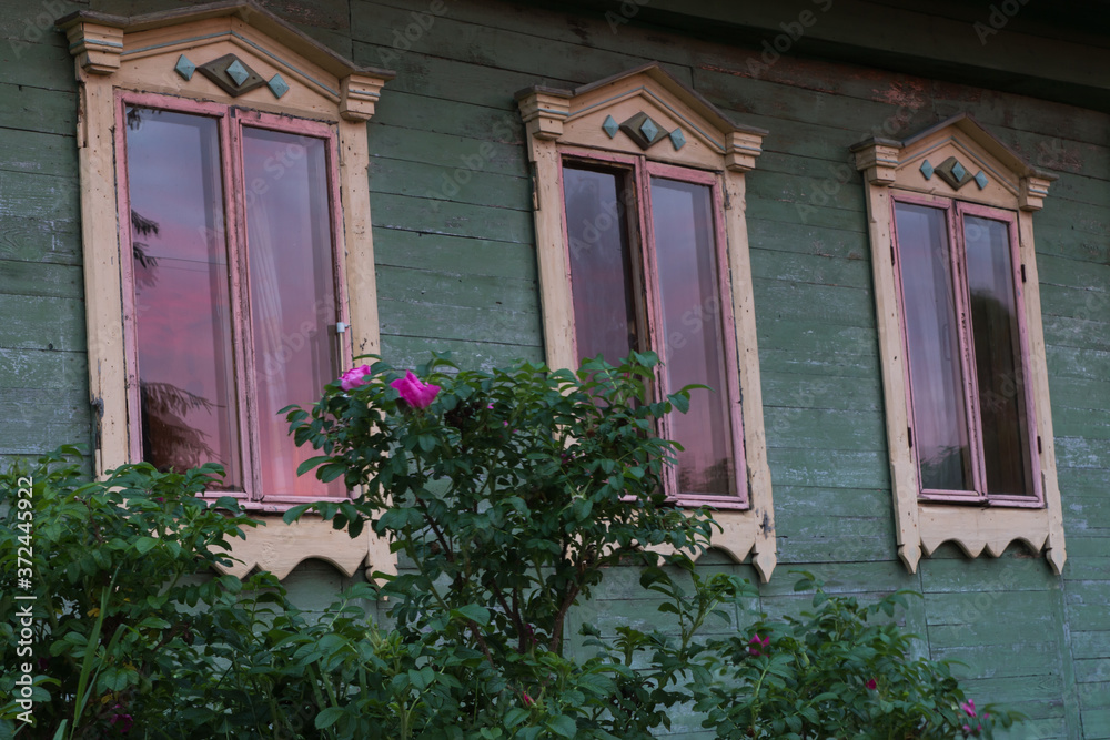 three windows of old house