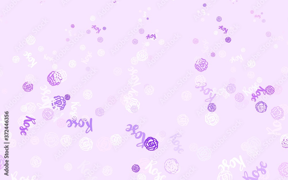 Light Purple vector abstract pattern with flowers, roses.